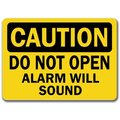 Signmission Caution Sign-Do Not Open Alarm Will Sound-10in x 14in OSHA Sign, 10" L, 14" H, CS-Alarm Will Sound CS-Alarm Will Sound